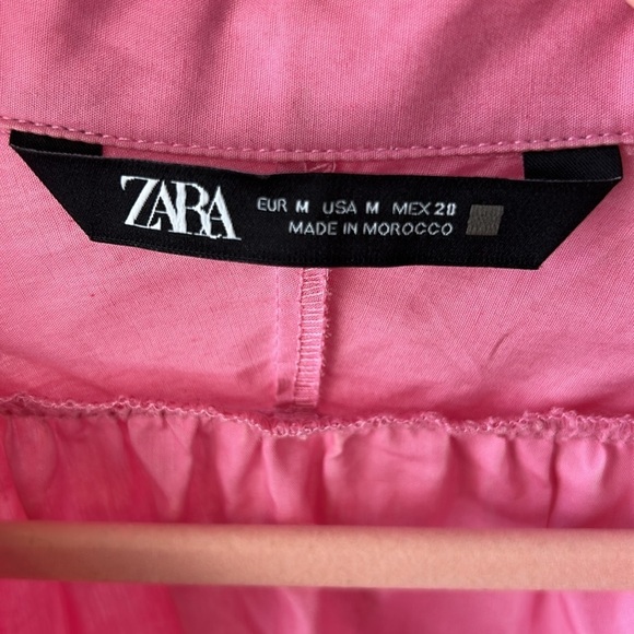 Zara Pink Cotton Poplin Long Sleeve Shirt Min Dress Medium - Picture 4 of 10